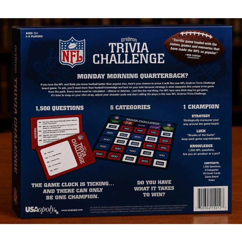 NFL Gridiron Trivia Challenge Game New Sealed USAopoly 1,500 Football Trivia